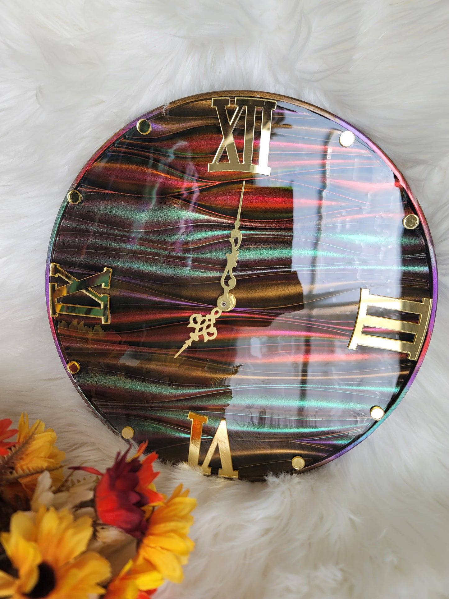 11.5in Iridescent Resin Wall Clock