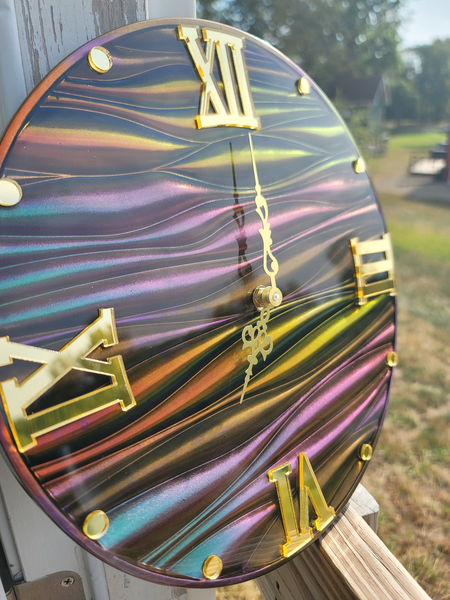 11.5in Iridescent Resin Wall Clock