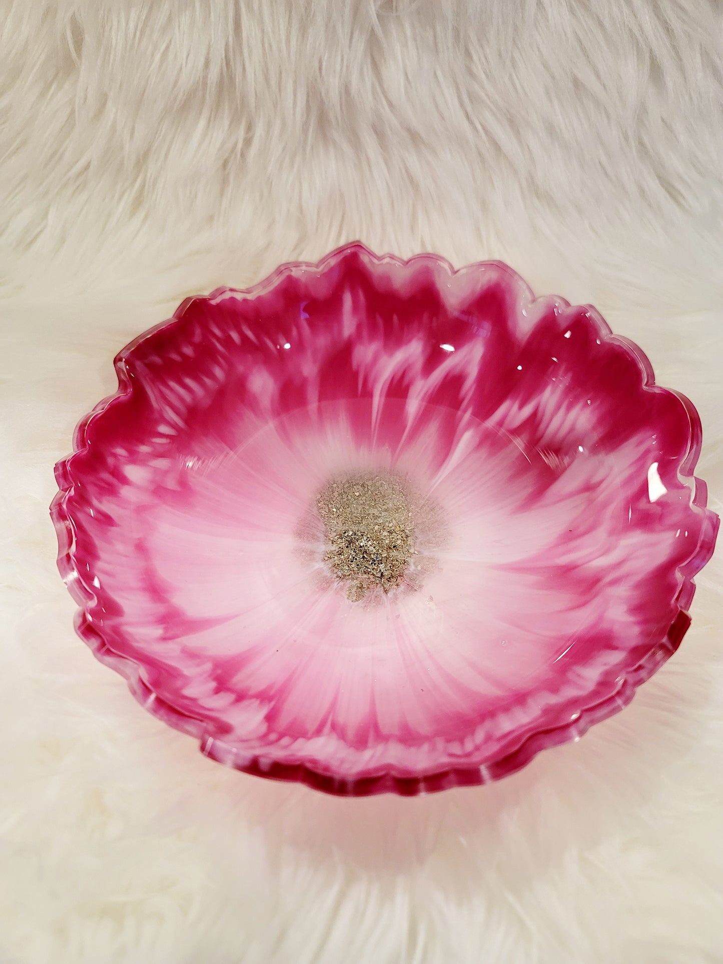 Large Decorative Bowl Pink and White